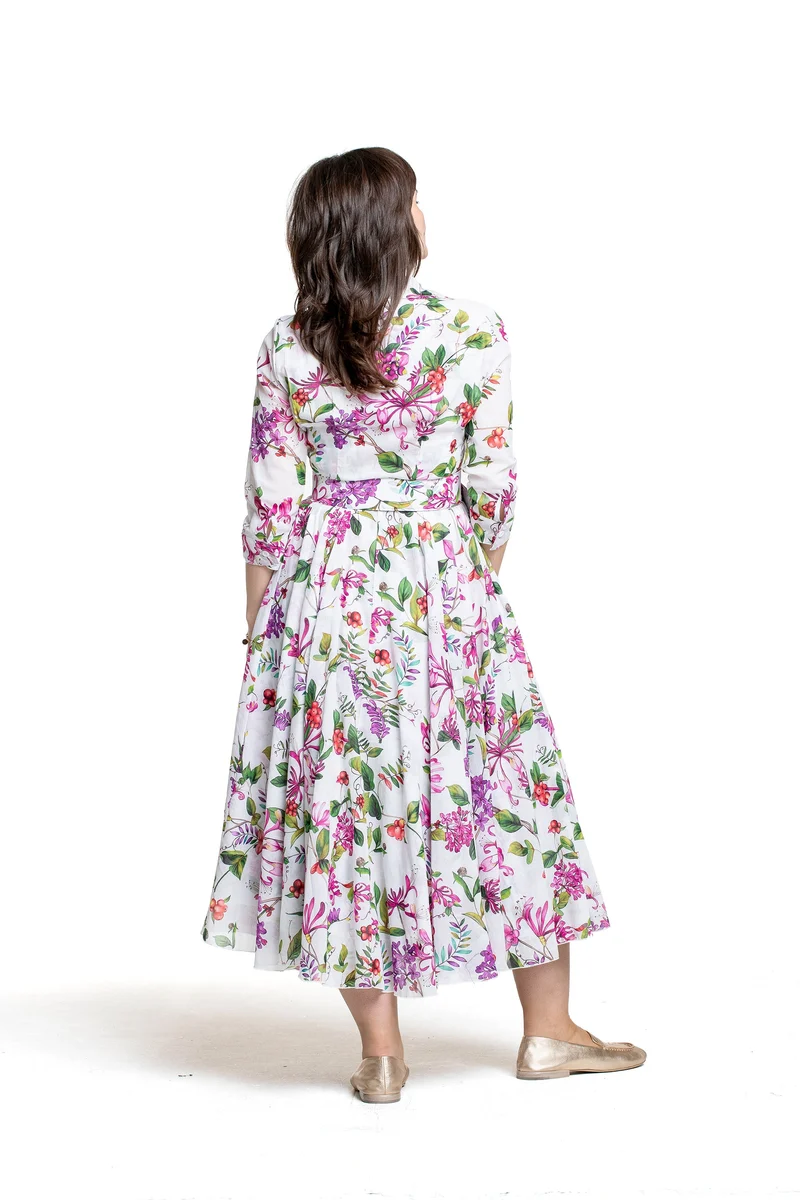 Samantha Sung Damen Aster Hemdblusenkleid Gallerie Summer Bouquet weiß-multi