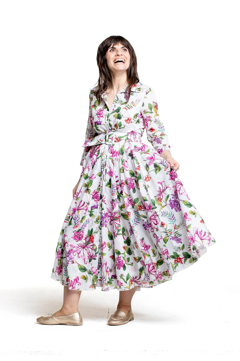 Samantha Sung Damen Aster Hemdblusenkleid Gallerie Summer Bouquet weiß-multi