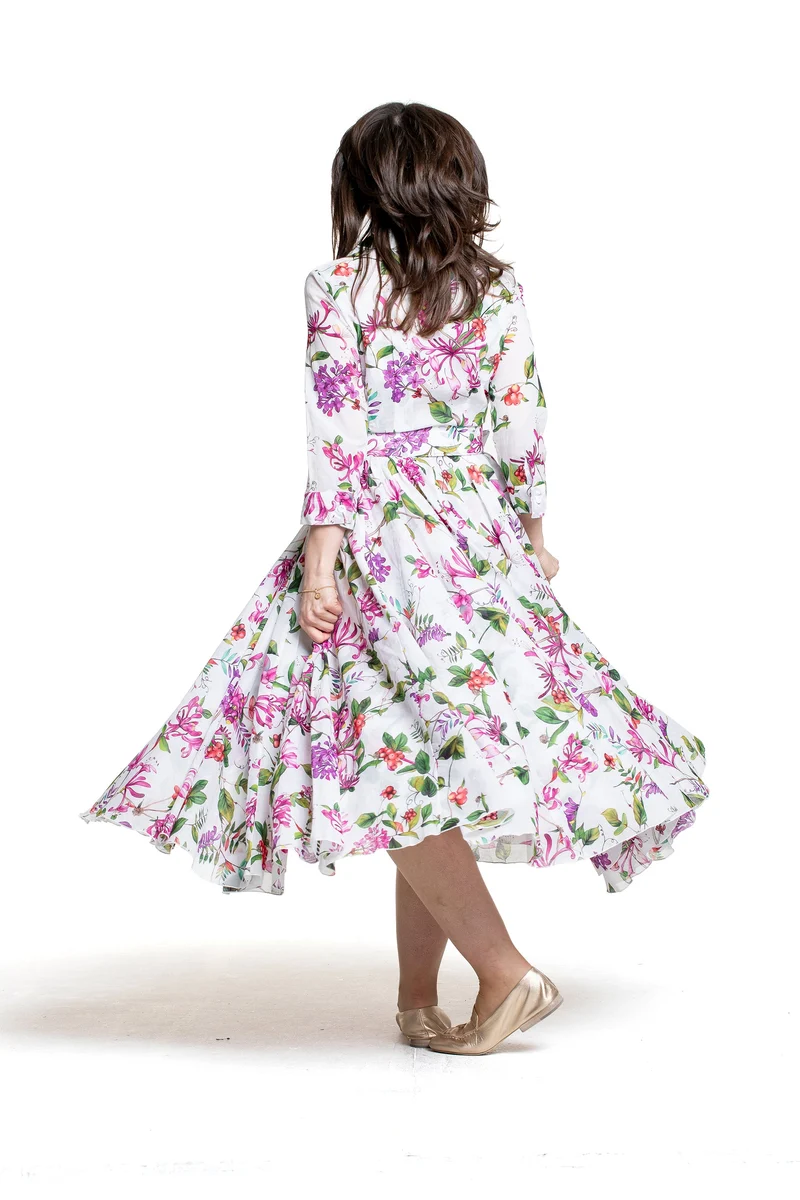Samantha Sung Damen Aster Hemdblusenkleid Gallerie Summer Bouquet weiß-multi