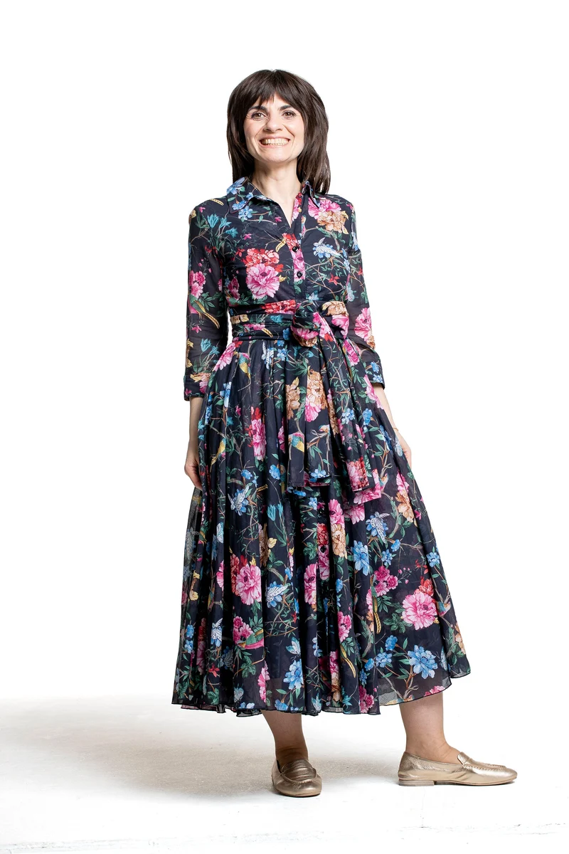 Samantha Sung Damen Aster Hemdblusenkleid Heart Manor schwarz