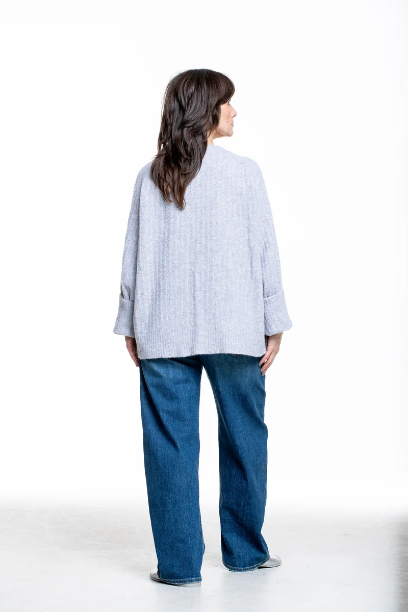 The Elder Statesman Kaschmir Strickjacke Cozy Rib graumeliert