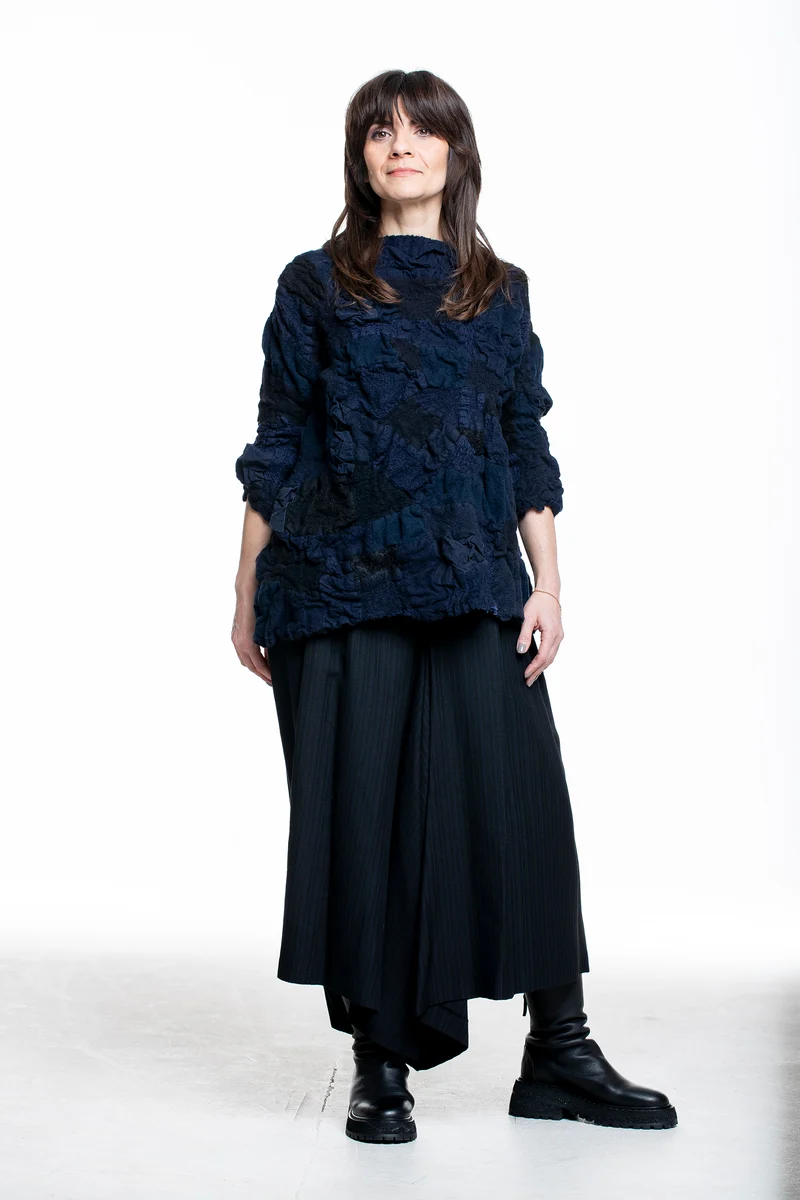 Daniela Gregis Damen Oversized Shirt Mosaik-Effekt dunkelblau