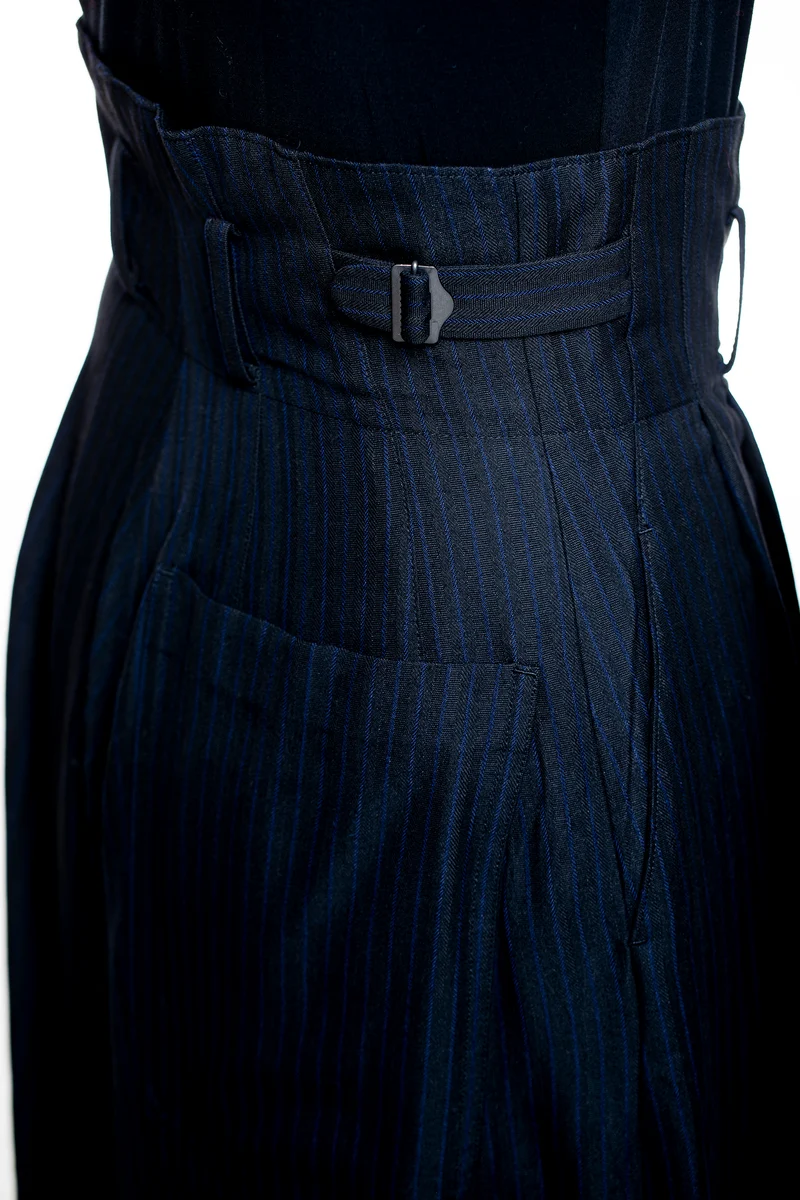 Y's Yohji Yamamoto Damen Hosenrock Asymmetrisch gestreift schwarz