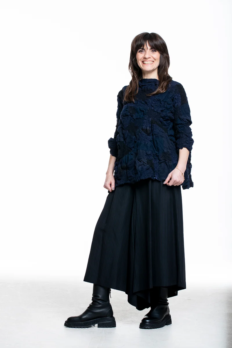 Daniela Gregis Damen Oversized Shirt Mosaik-Effekt dunkelblau