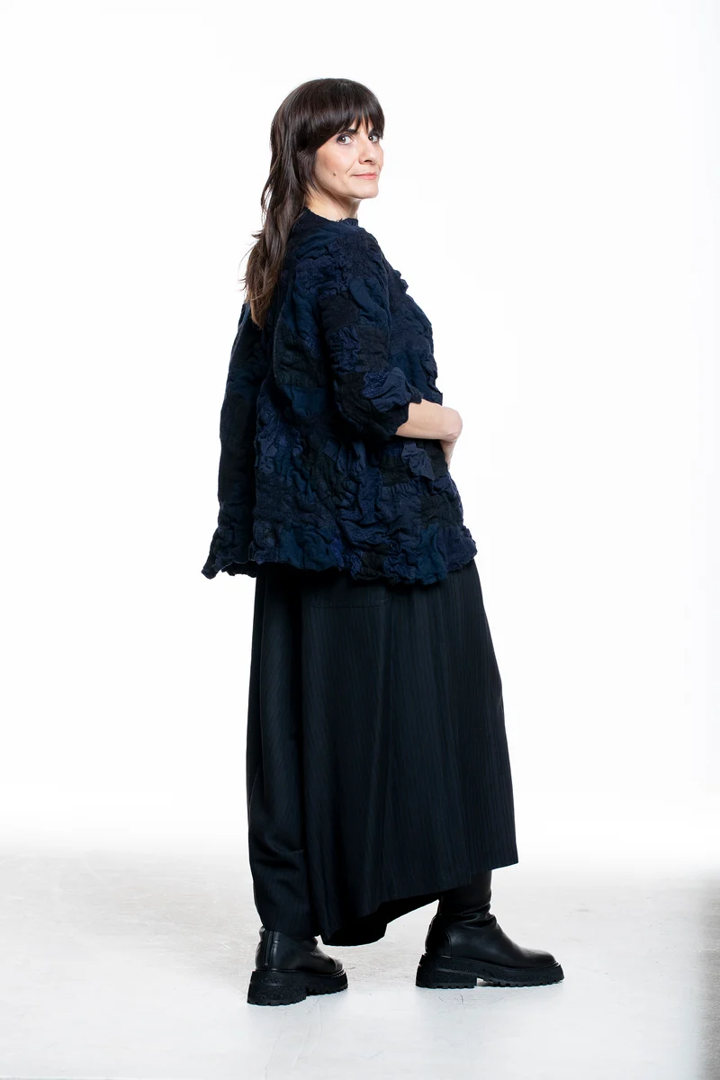 Daniela Gregis Damen Oversized Shirt Mosaik-Effekt dunkelblau