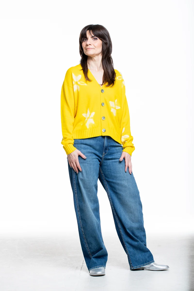 Suzusan Damen Kaschmir Cardigan sonnengelb
