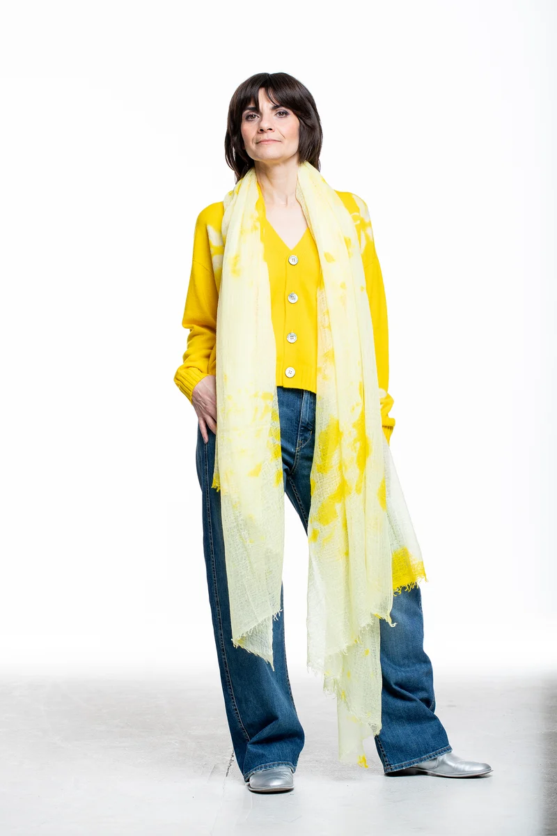 Suzusan Damen Kaschmir Cardigan sonnengelb