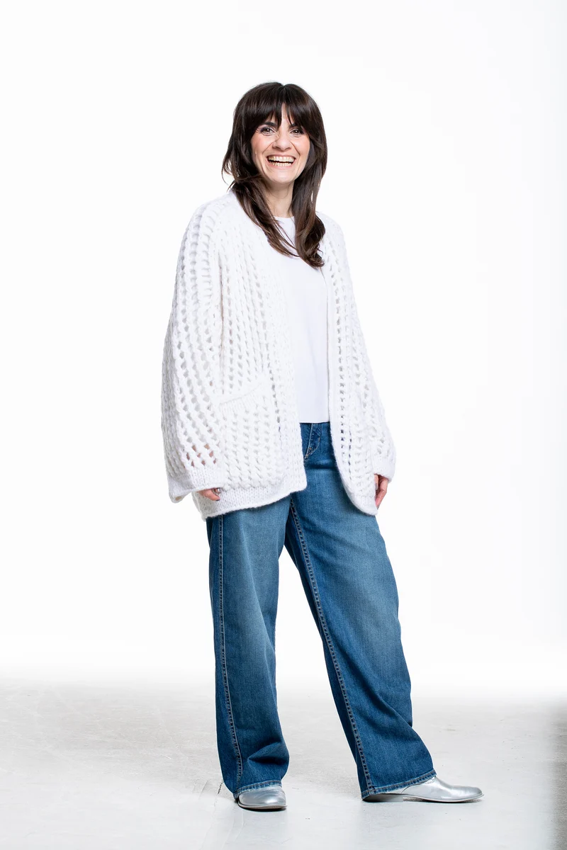 Iris von Arnim Damen Kaschmir Baumwolle Handstrick Cardigan off white