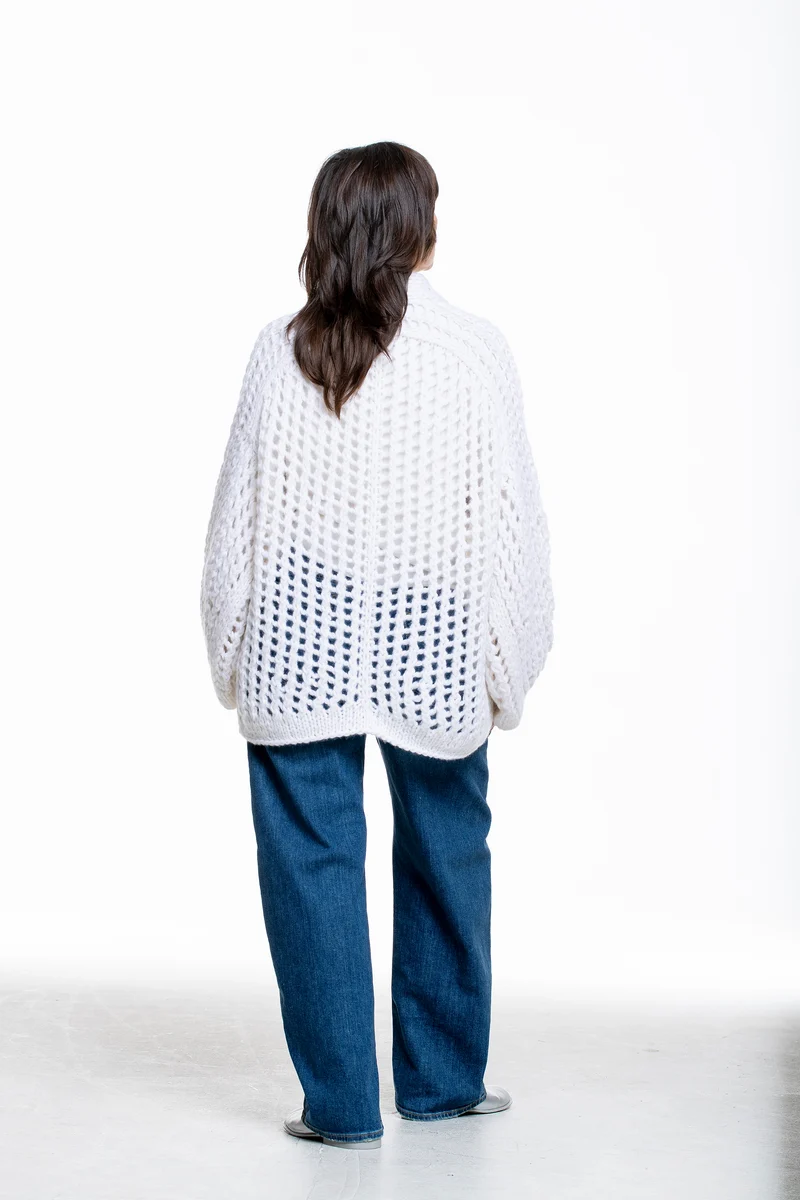 Iris von Arnim Damen Kaschmir Baumwolle Handstrick Cardigan off white