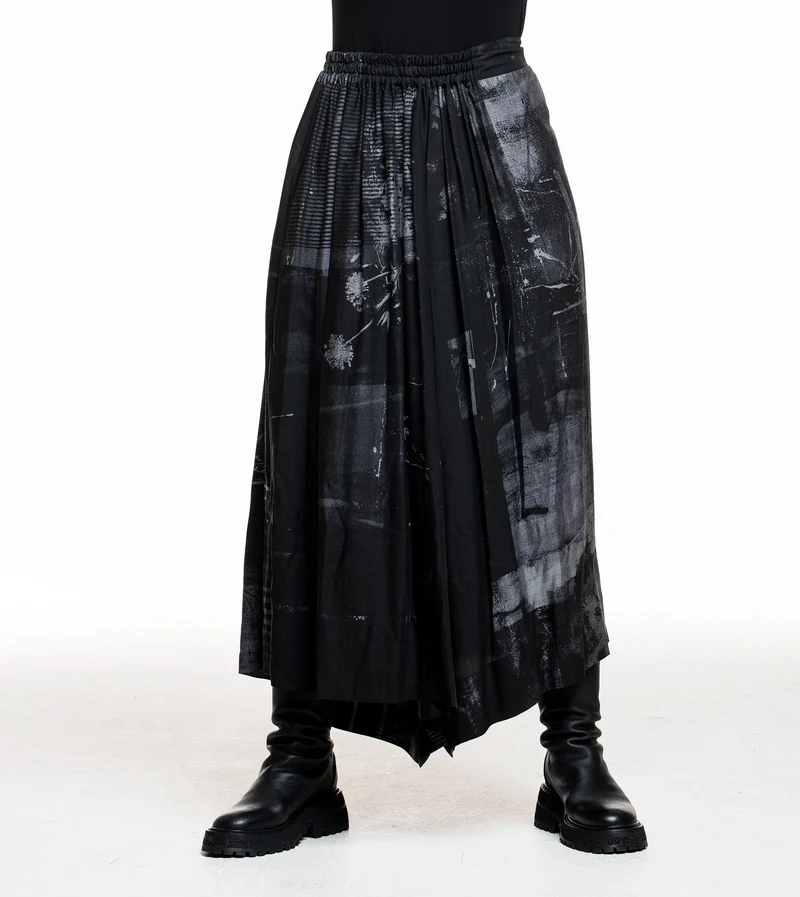 Y's Yohji Yamamoto Damen Hose weit schwarz-grau