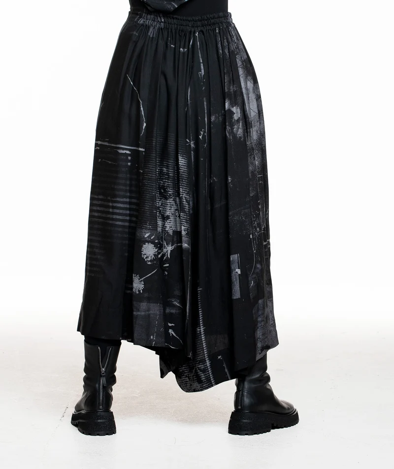 Y's Yohji Yamamoto Damen Hose weit schwarz-grau