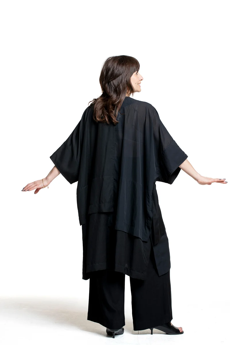 Yohji Yamamoto Damen Mantel mit Außentaschen schwarz