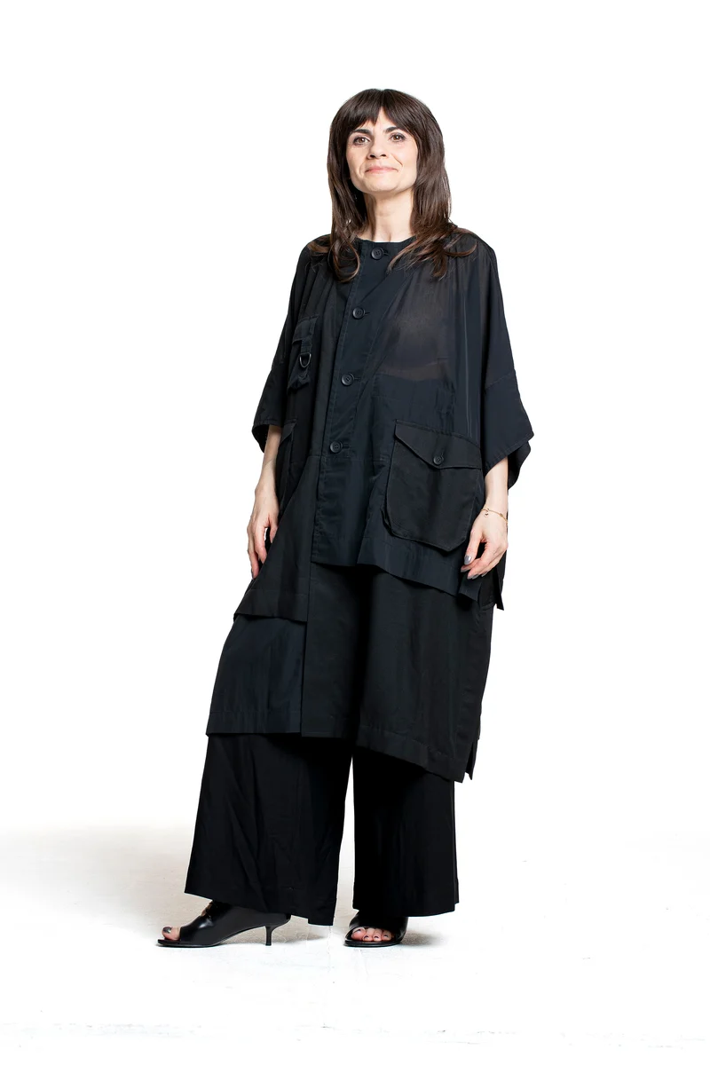 Yohji Yamamoto Damen Mantel mit Außentaschen schwarz