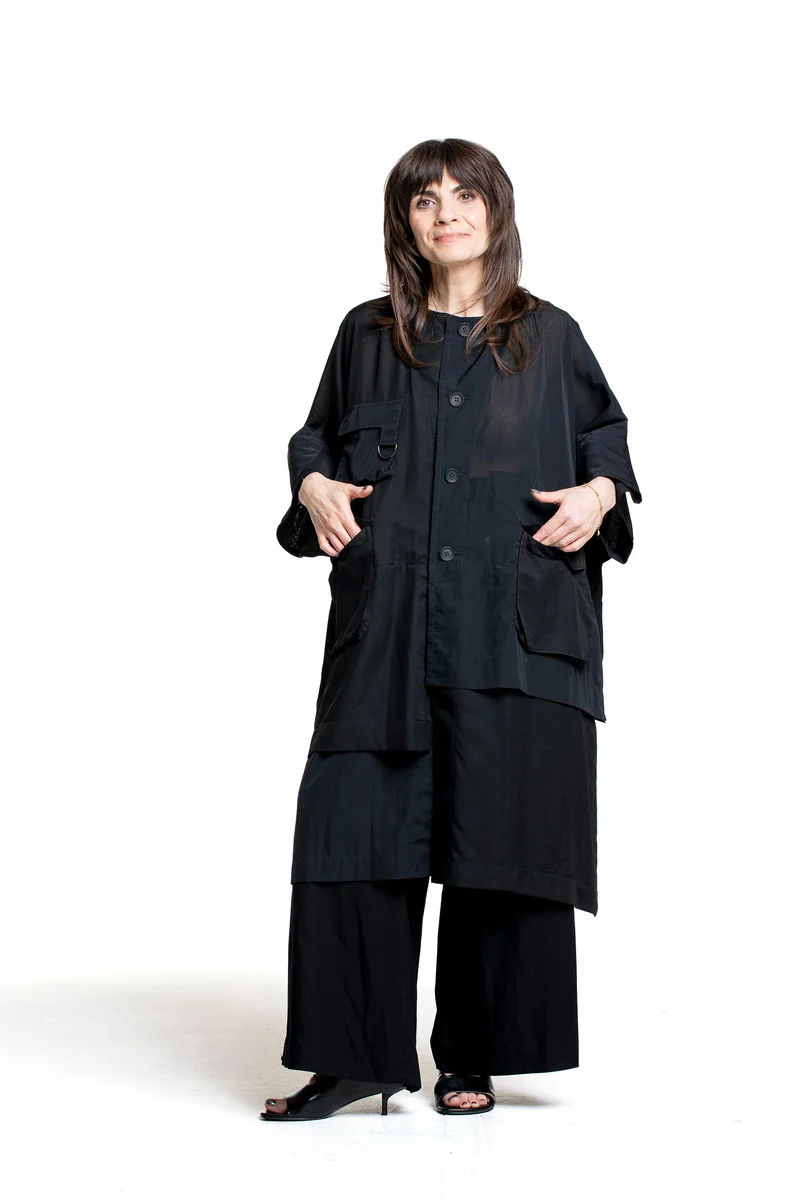Yohji Yamamoto Damen Mantel mit Außentaschen schwarz