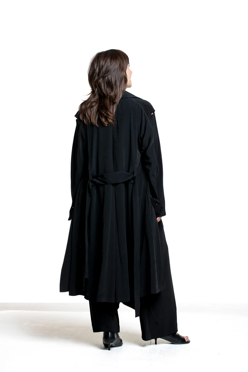 Yohji Yamamoto Damen Wickelmantel mit Gürtel schwarz