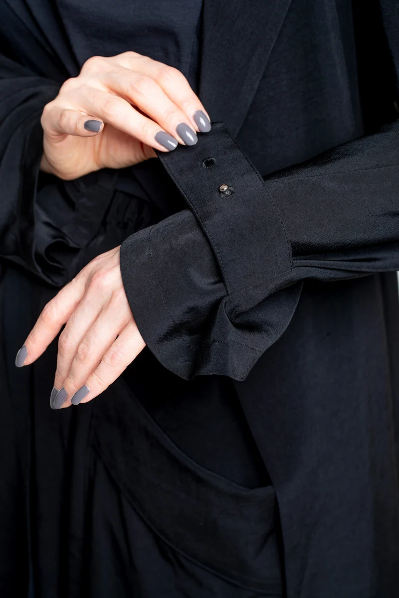 Yohji Yamamoto Damen Wickelmantel mit Gürtel schwarz