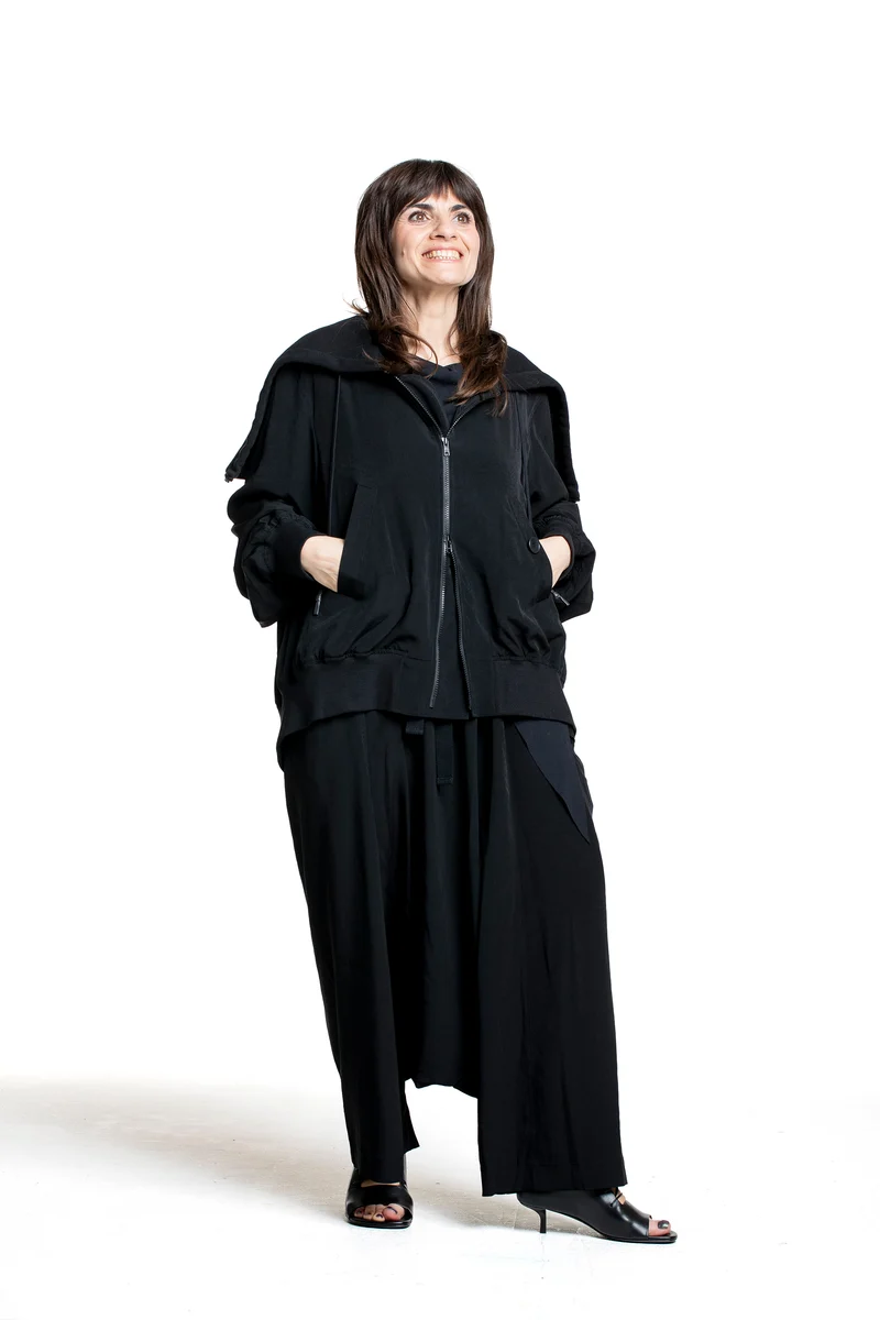 Yohji Yamamoto Damen Bomberjacke mit Kapuze schwarz