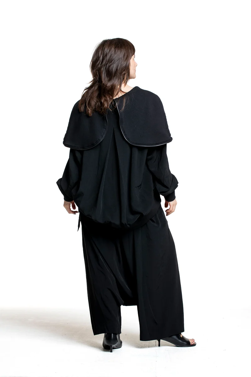 Yohji Yamamoto Damen Bomberjacke mit Kapuze schwarz