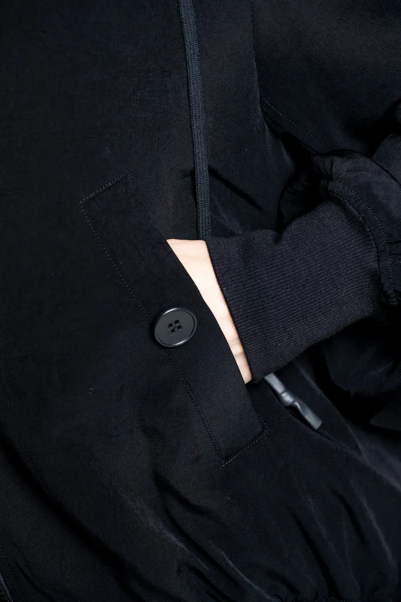 Yohji Yamamoto Damen Bomberjacke mit Kapuze schwarz