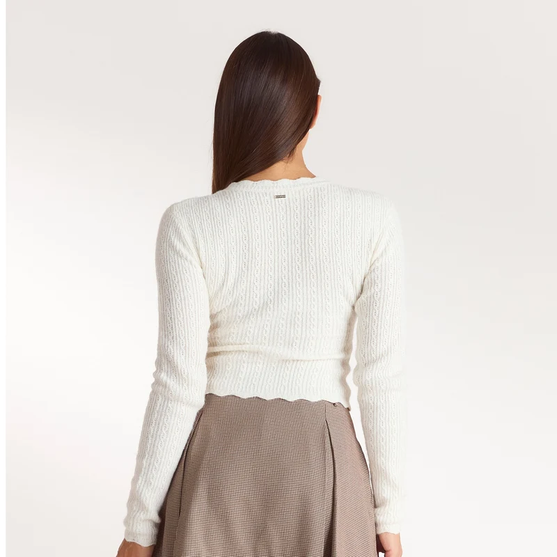 Feinstrick-Cardigan - Crèmefarbe