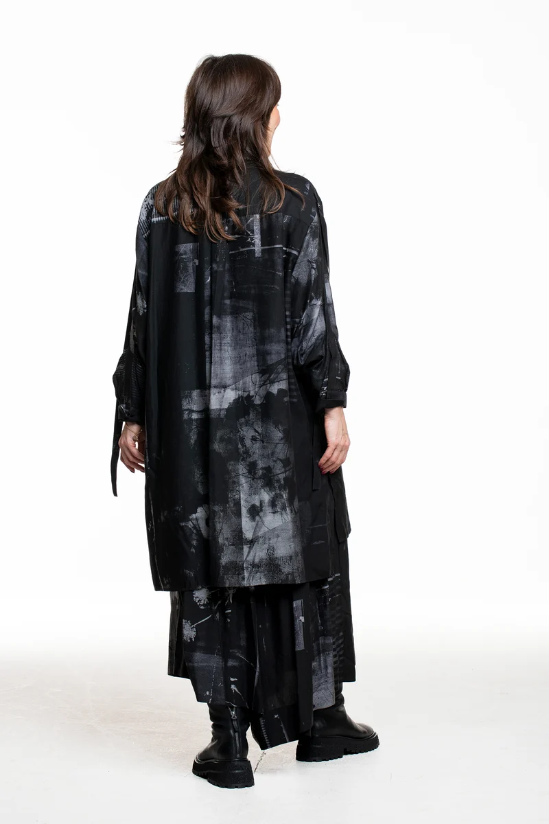 Y's Yohji Yamamoto Damen Longbluse schwarz-grau