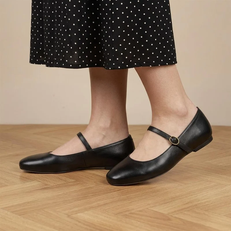 Sonnet Wide Fit Leather Mary Janes - SONNETWIDE / 329 918 - Black