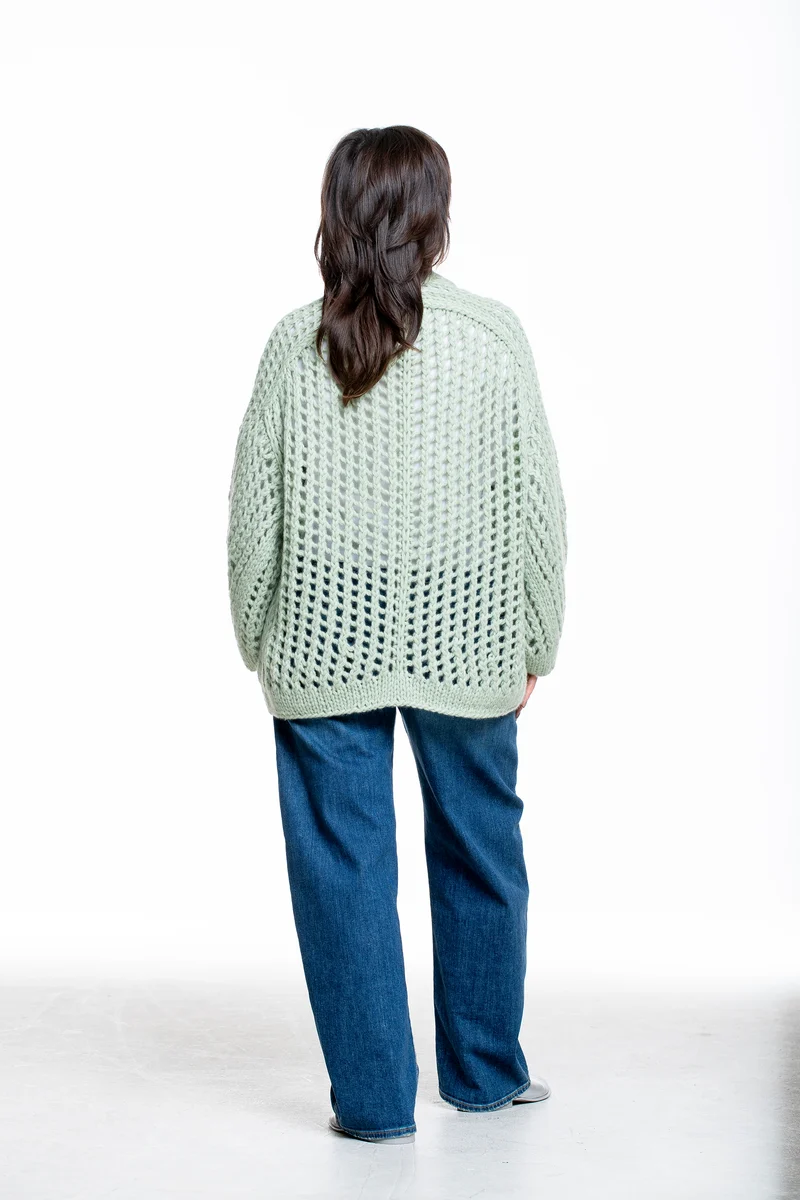 Iris von Arnim Damen Kaschmir Baumwolle Handstrick Cardigan pistazie