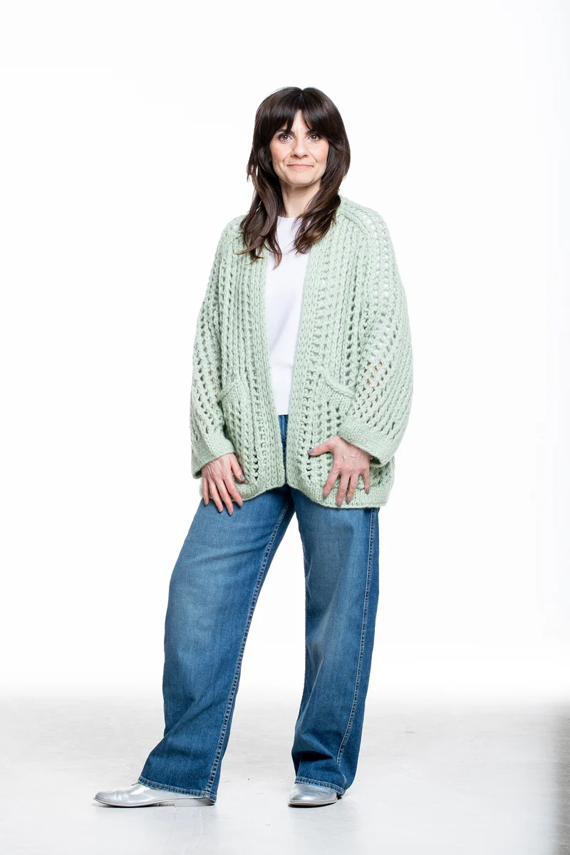 Iris von Arnim Damen Kaschmir Baumwolle Handstrick Cardigan pistazie