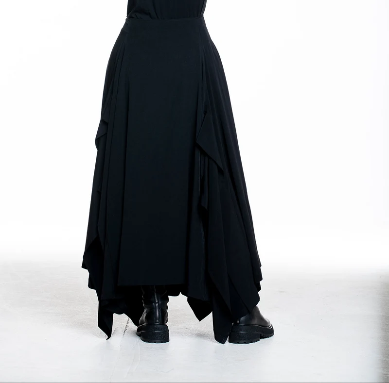 Yohji Yamamoto Damen Avantgarde Maxi-Rock schwarz
