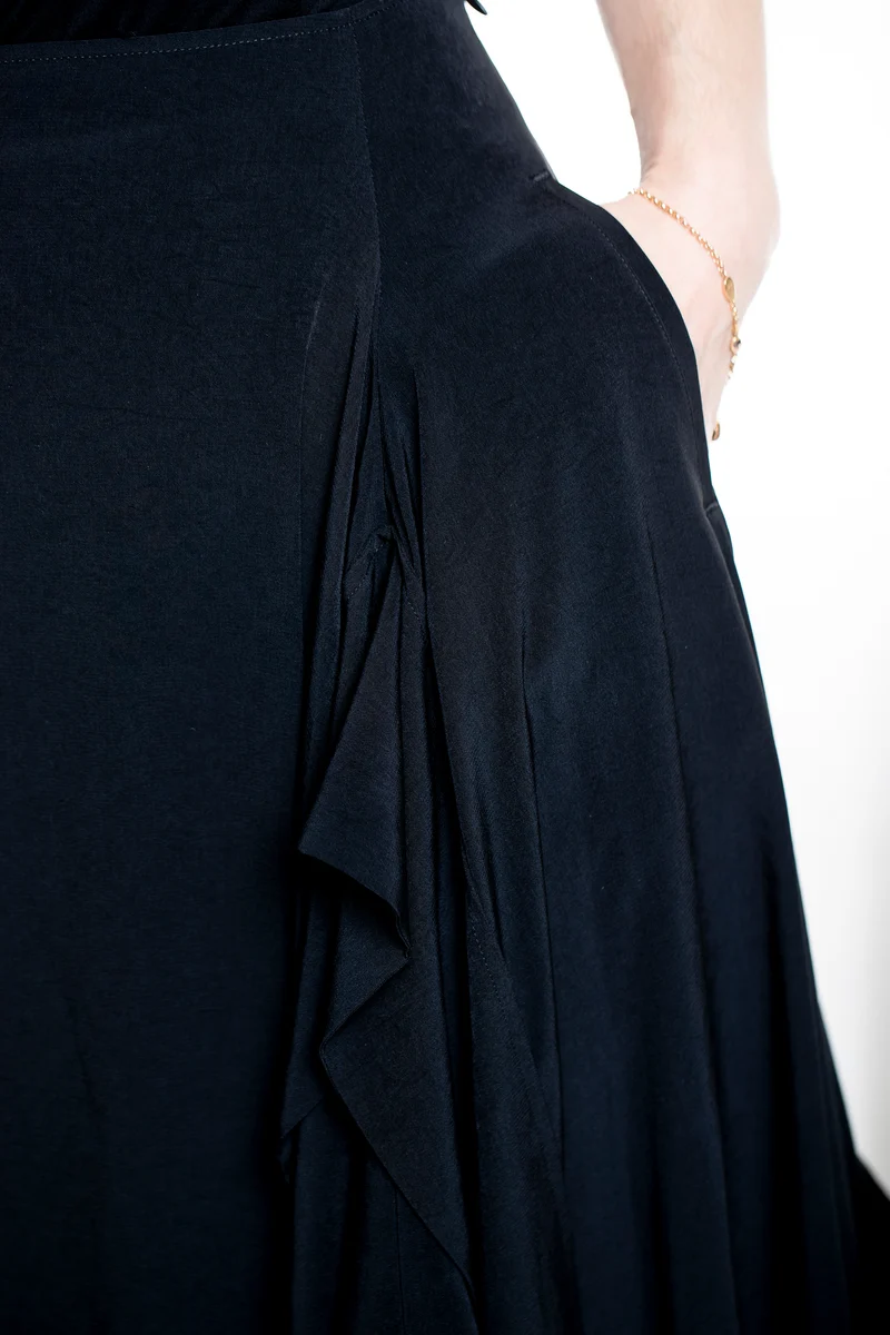 Yohji Yamamoto Damen Avantgarde Maxi-Rock schwarz