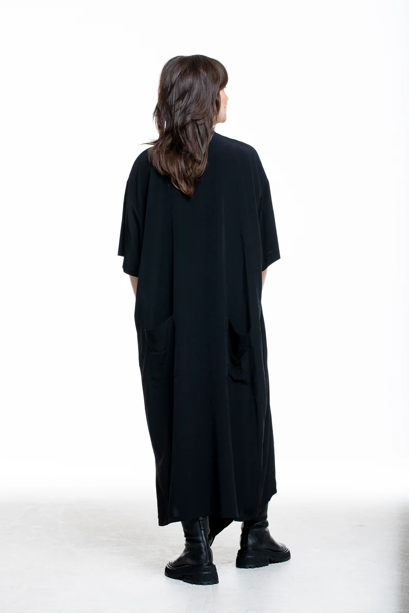 Yohji Yamamoto Damen Maxi Hemd-Kleid schwarz
