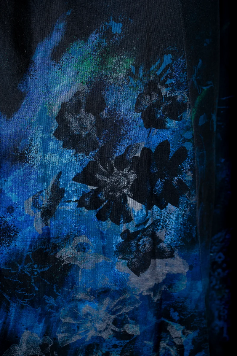 Y's Yohji Yamamoto Damen Culotte Hose Blumen Print schwarz-blau