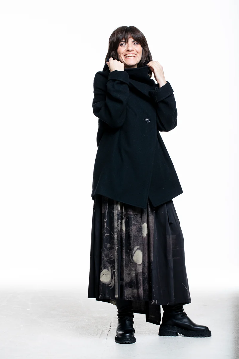 Yohji Yamamoto Damen Jacke Asymmetrischer Kragen schwarz