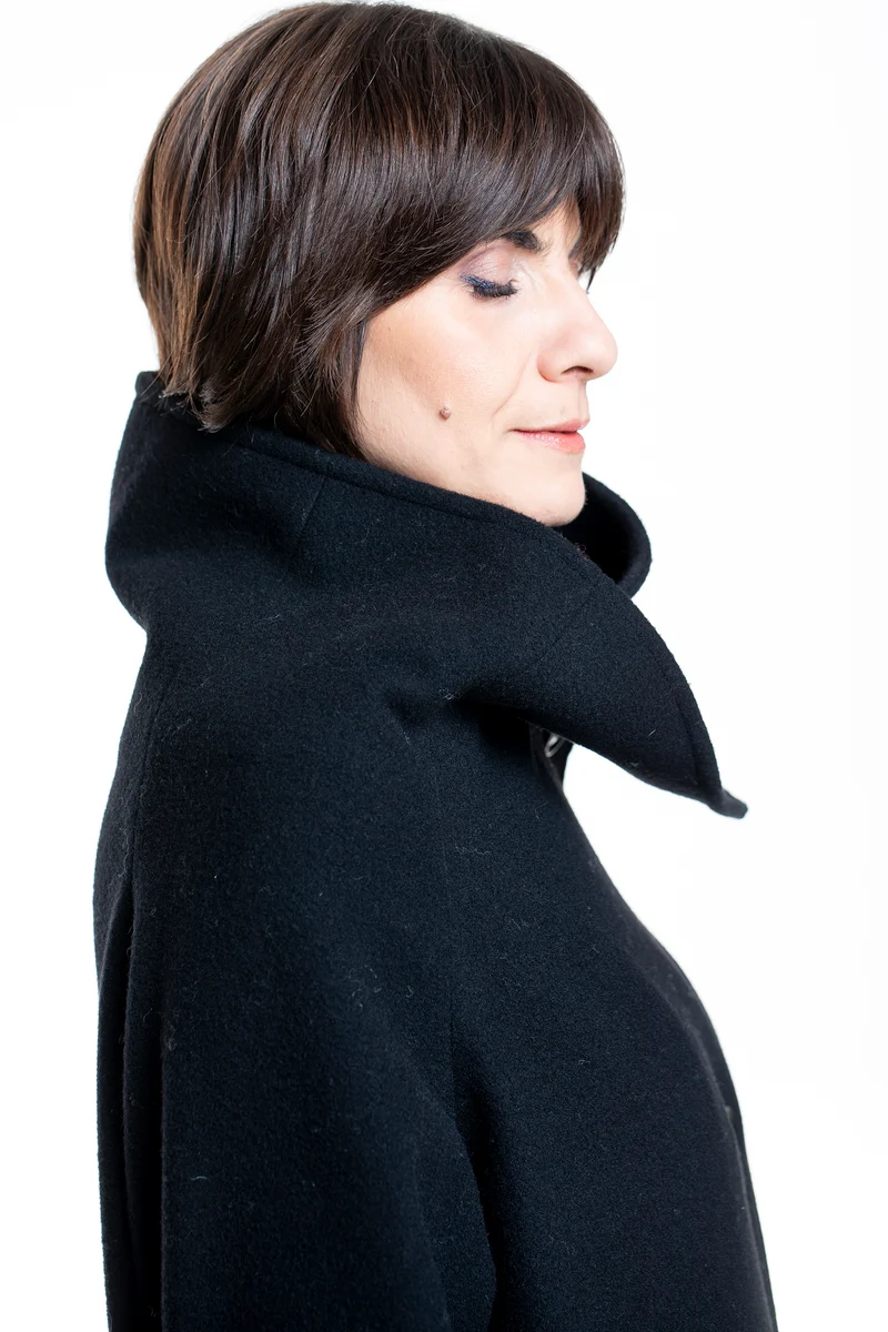 Yohji Yamamoto Damen Jacke Asymmetrischer Kragen schwarz