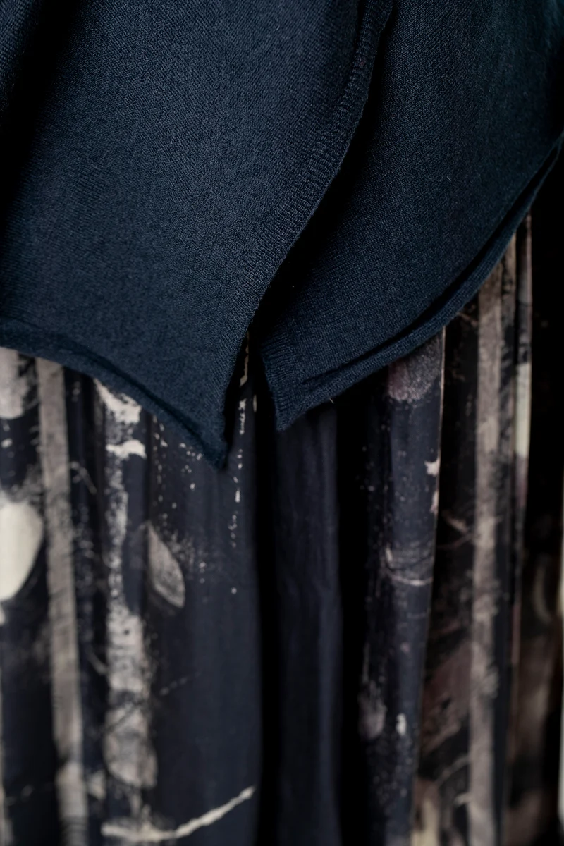 Y's Yohji Yamamoto Damen Maxi Rock Tupfenprint multicolor