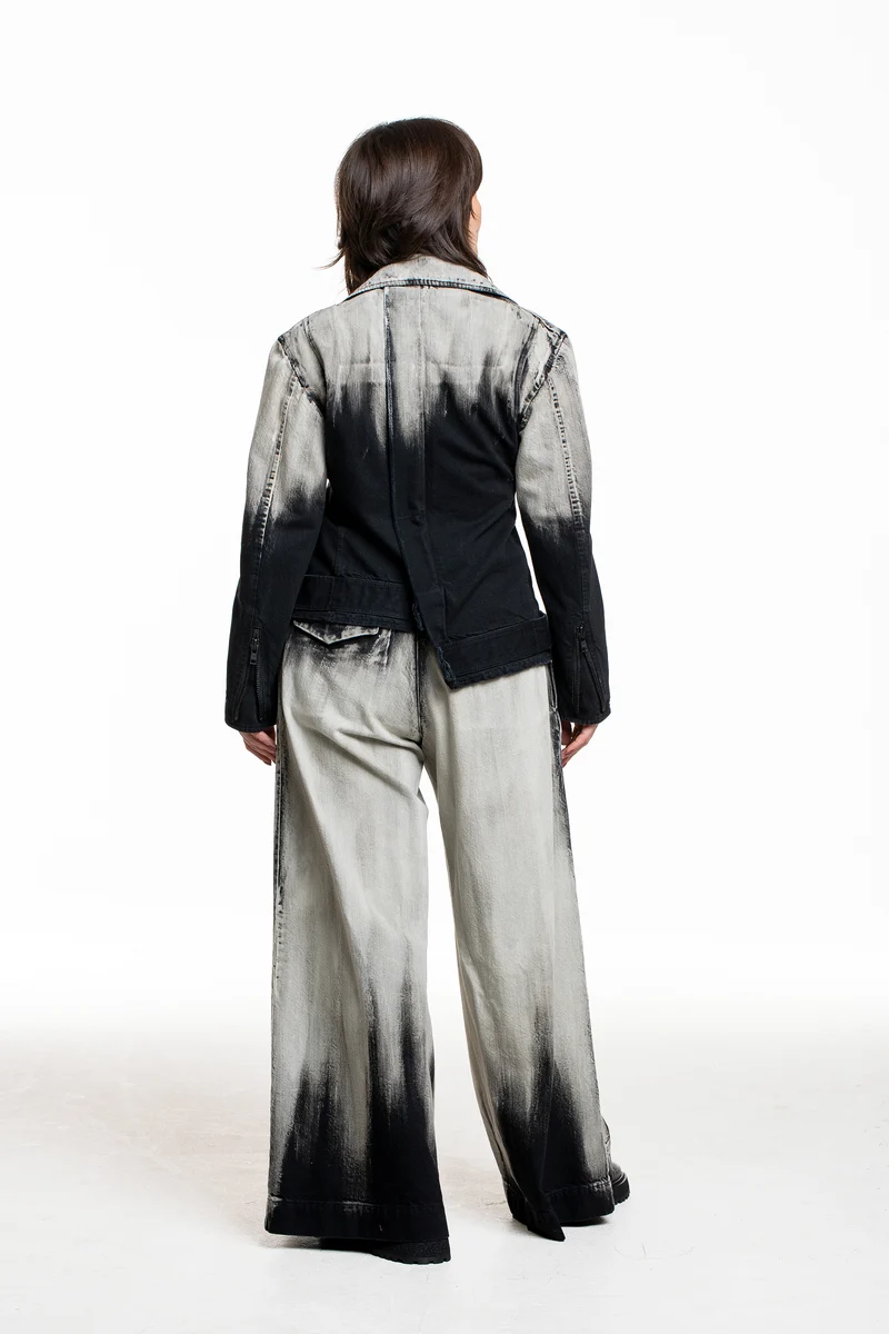 Yohji Yamamoto Damen Bikerjacke grau-schwarz