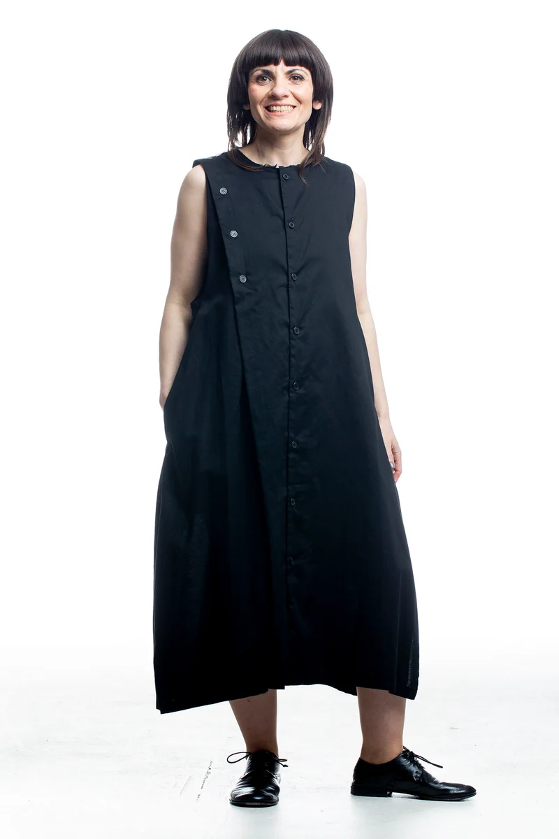 Y's Yohji Yamamoto Damen Baumwollkleid Schwarz