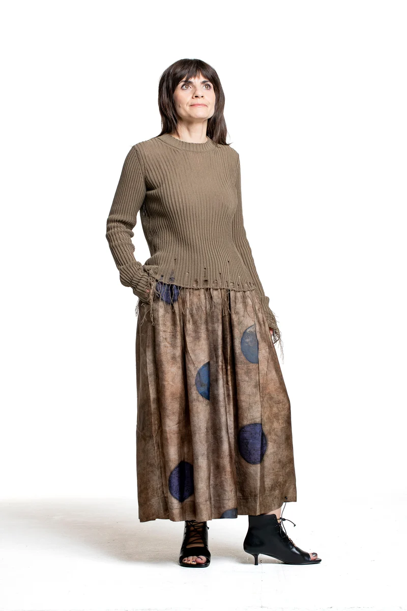 Uma Wang Damen Rock mit Punkten braun-blau