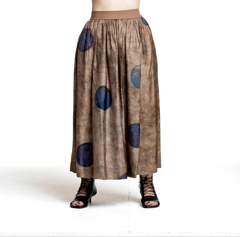 Uma Wang Damen Rock mit Punkten braun-blau