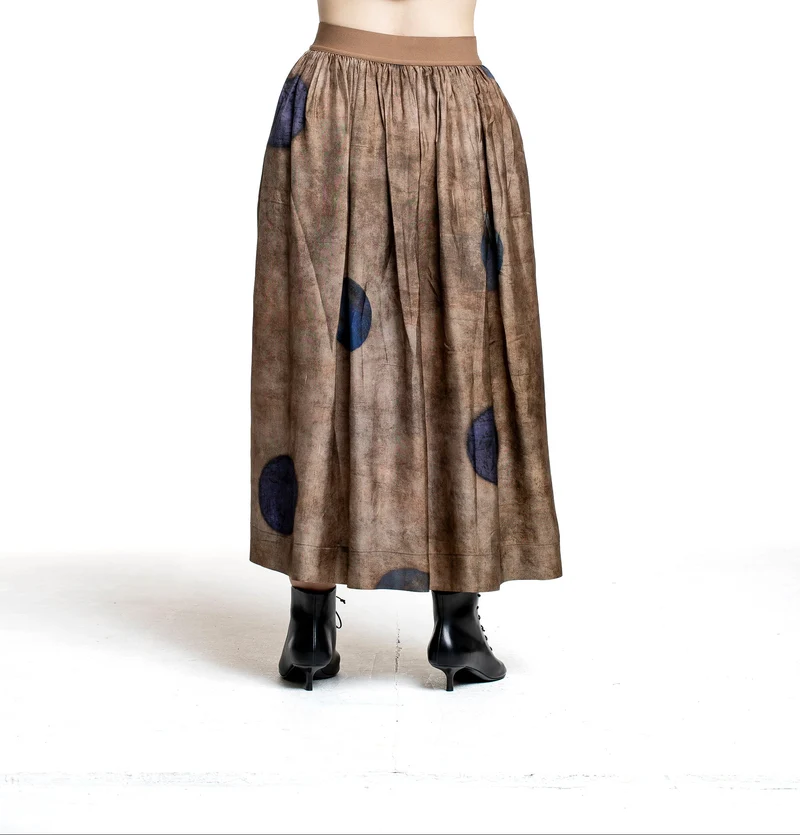 Uma Wang Damen Rock mit Punkten braun-blau