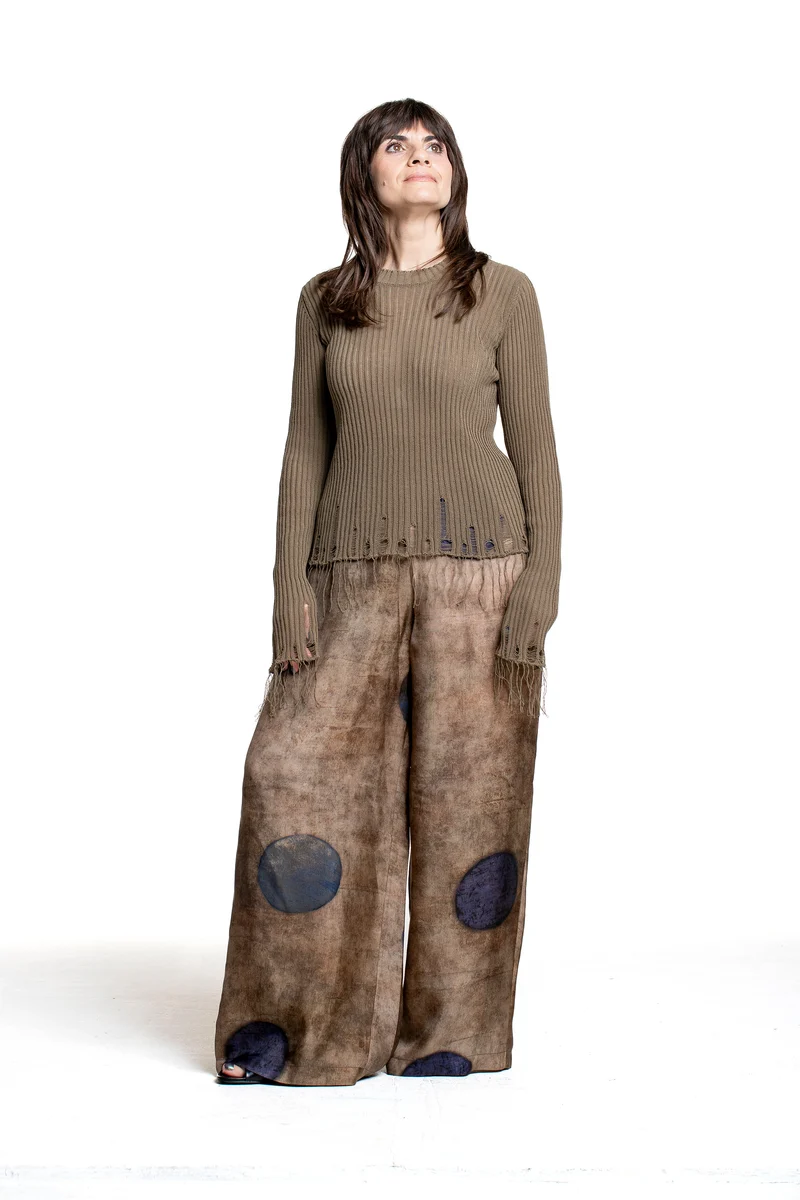 Uma Wang Damen Pansy Pants mit Punkten braun-blau