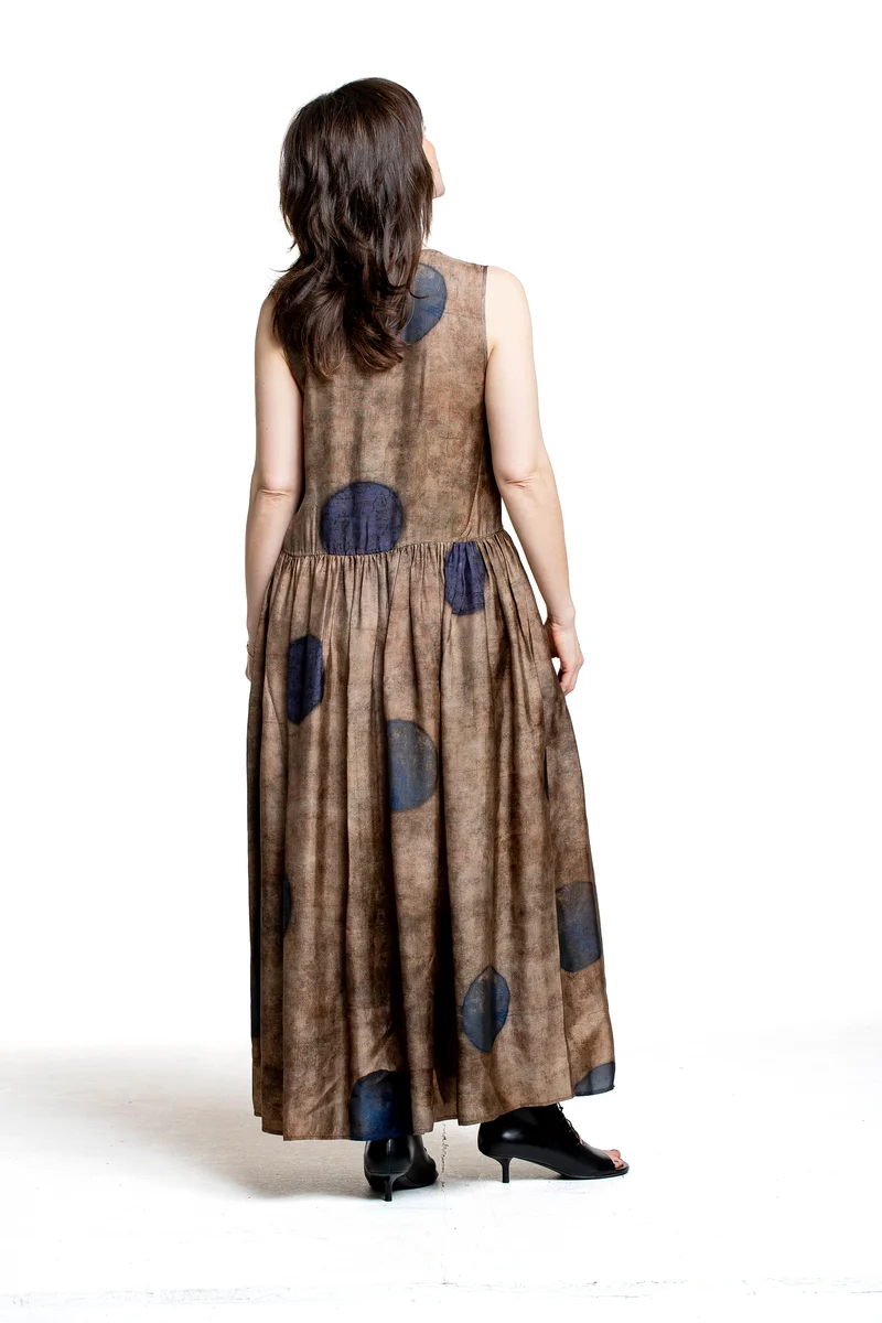 Uma Wang Damen Kleid ARDAL mit Tupfen beige-blau