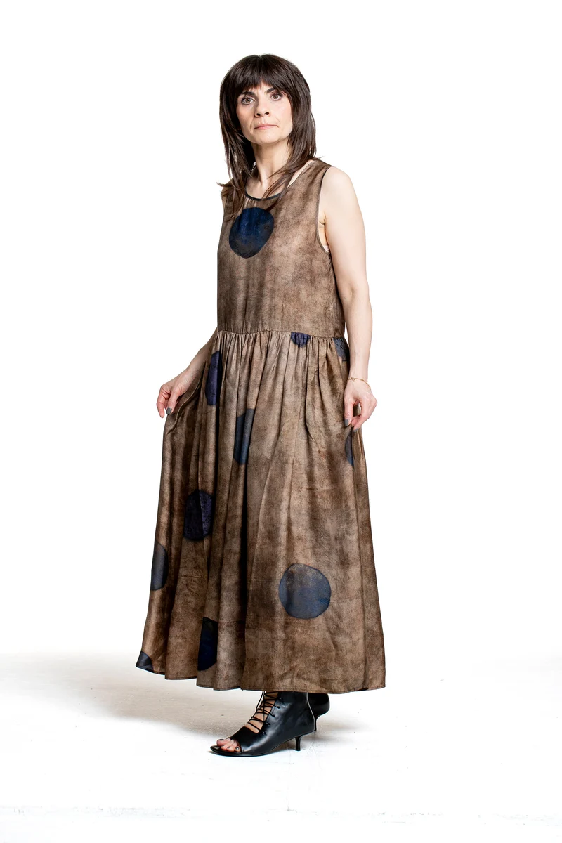 Uma Wang Damen Kleid ARDAL mit Tupfen beige-blau