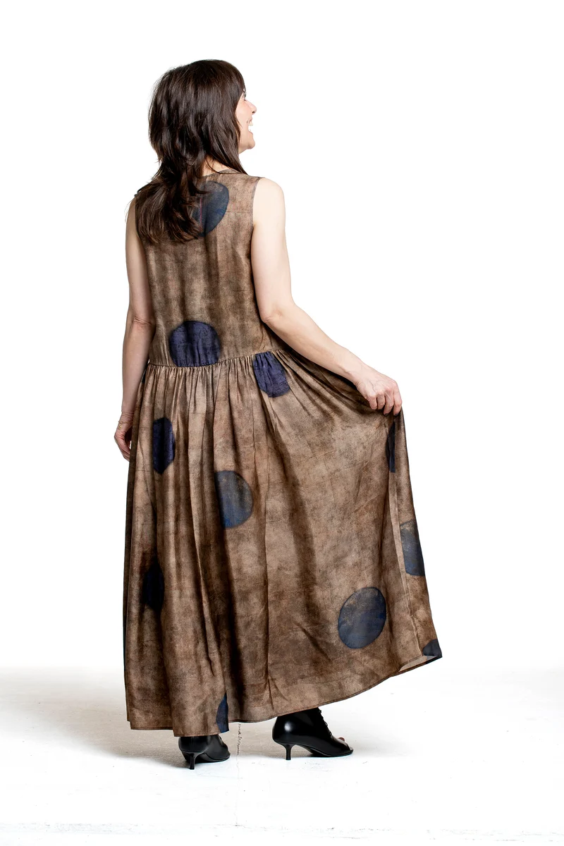 Uma Wang Damen Kleid ARDAL mit Tupfen beige-blau