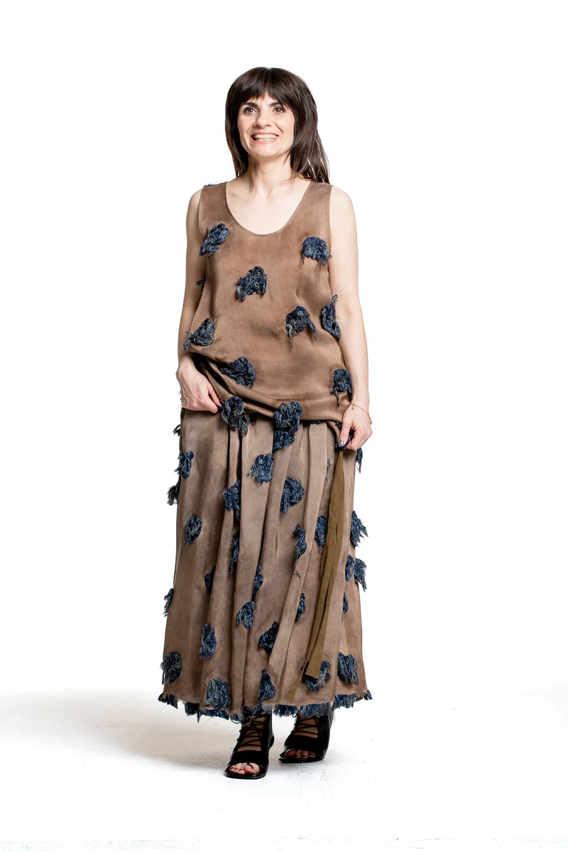 Uma Wang Damen Gillian Rock mit floralem Strukturmuster beige