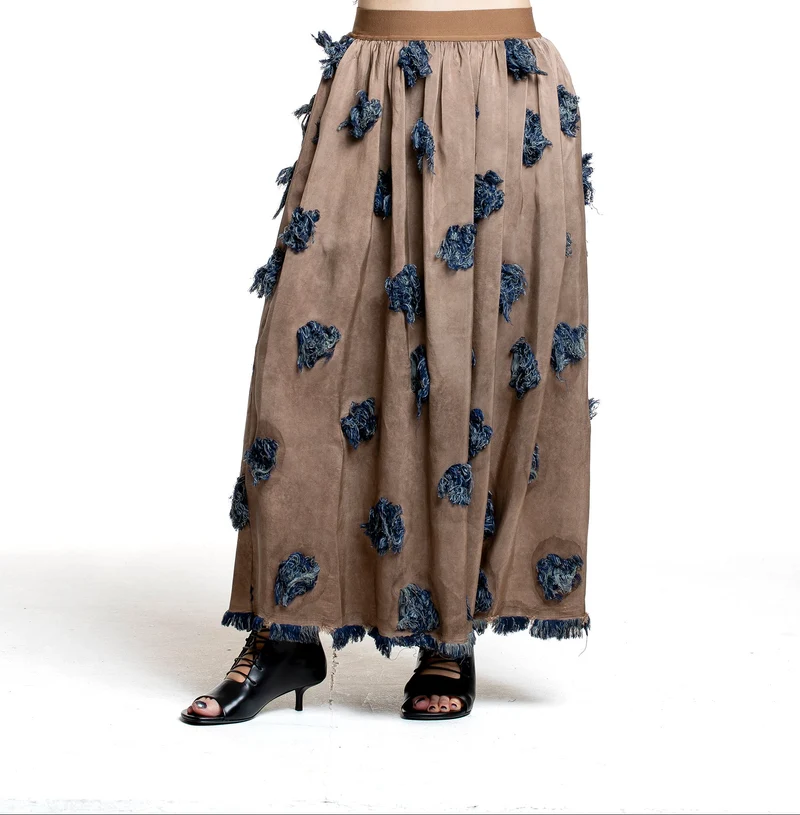 Uma Wang Damen Gillian Rock mit floralem Strukturmuster beige