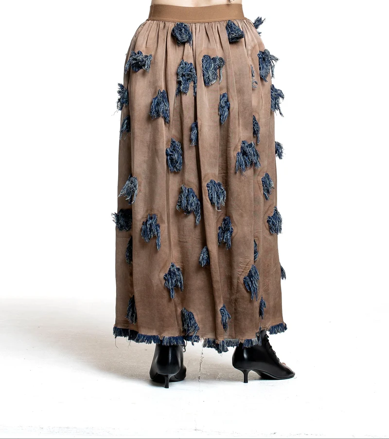 Uma Wang Damen Gillian Rock mit floralem Strukturmuster beige