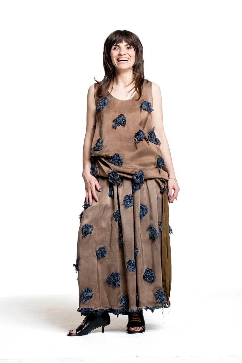 Uma Wang Damen Tara Top mit floralem Strukturmuster beige