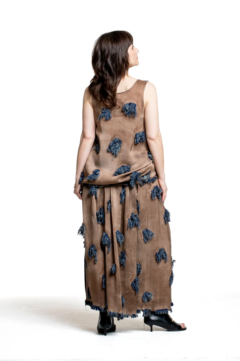 Uma Wang Damen Tara Top mit floralem Strukturmuster beige