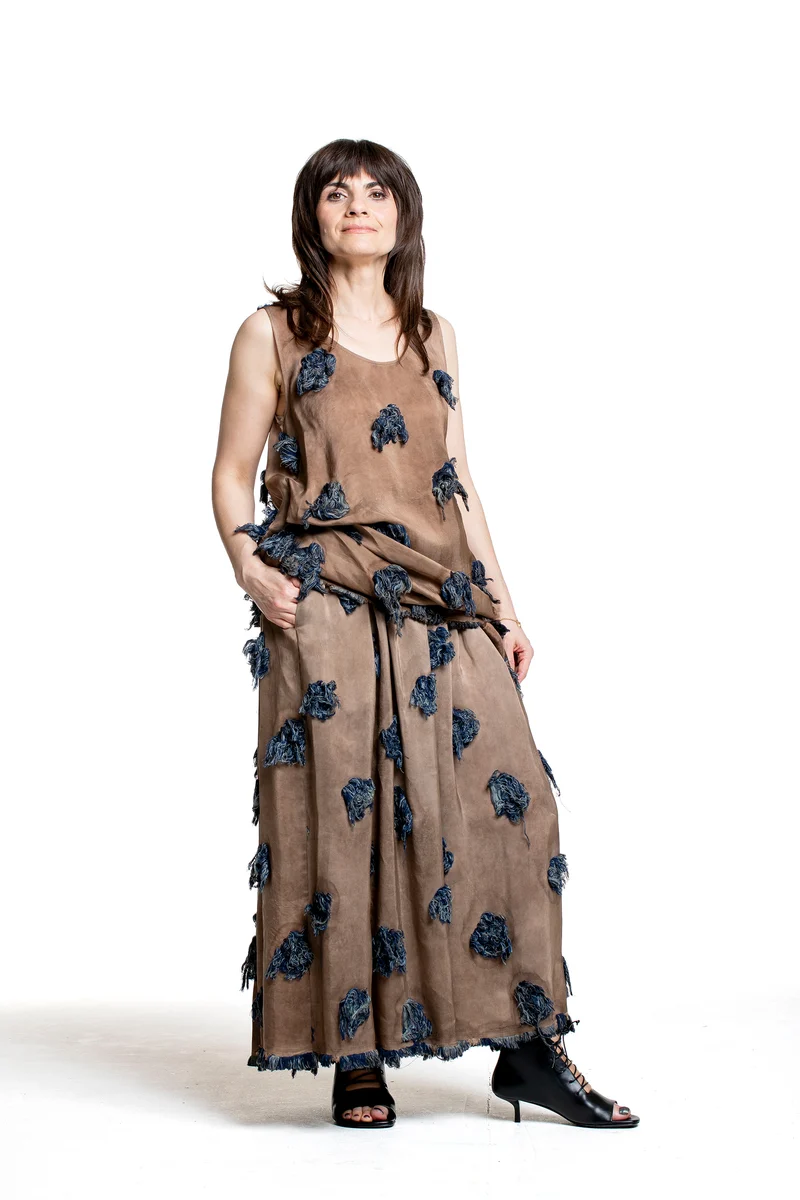 Uma Wang Damen Tara Top mit floralem Strukturmuster beige